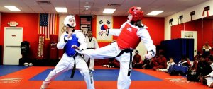 teens taekwondo sparring